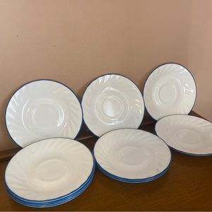 Corelle by Corning Blue Velvet Swirl Saucers 6" Set Of 10